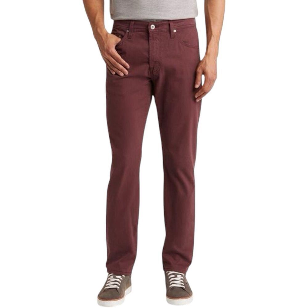 AG Adriano Goldschmied Burgundy Everette Slim Straight Jeans 30x33